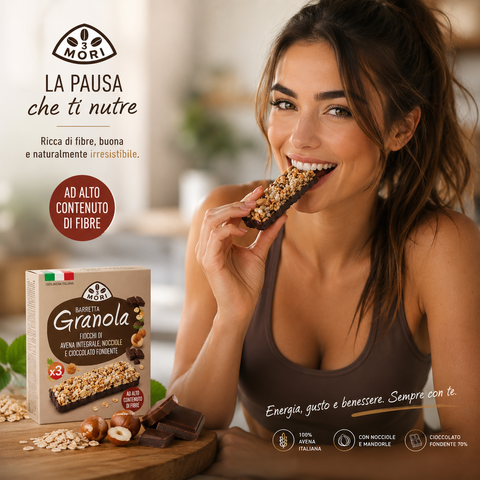 Barretta Granola Avena Integrale, Nocciole e Cioccolato Fondente – (3 x 30 g)